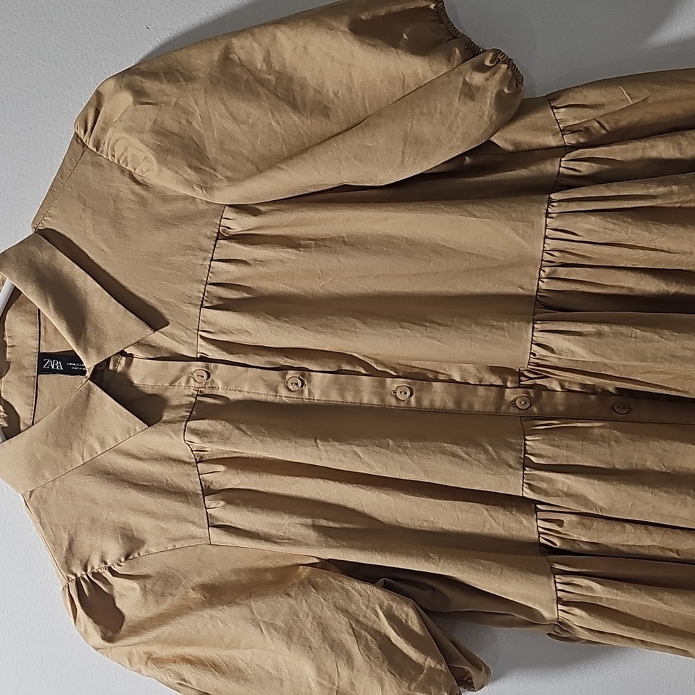 Zara Puff Button-Down Mini Dress Size‎ M - Picture 9 of 10
